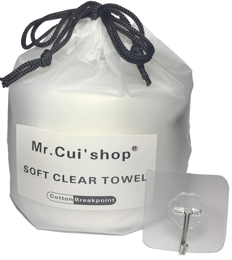 Mr.Cui'shop مناديل ألياف طبيعية 100% - مناشف وجه قابلة للتخلص منها رطبة أو جافة - مزيل مكياج - وسادات وجه ناعمة لتنظيف البشرة الحساسة - مناديل مائية - وسادات تجميل بحجم كبير - 80 قطعة/لفة - Image 1